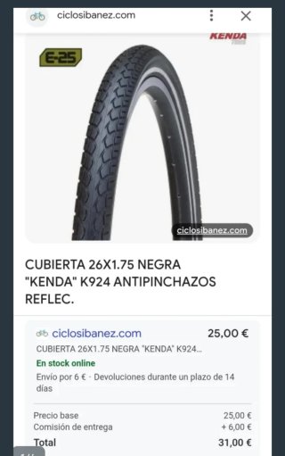 Ruedas Kenda 24x1.75 Bicicleta