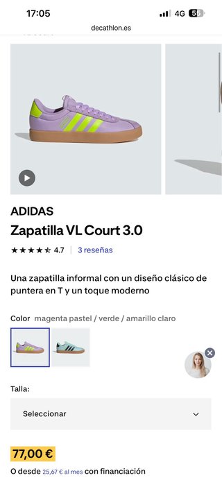 Zapatillas Adidas VL Court 3.0 Lila/Verde