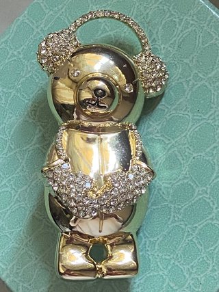 Spilla Orso Max Mara Dorata Strass