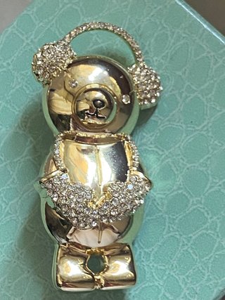 Spilla Orso Max Mara Dorata Strass