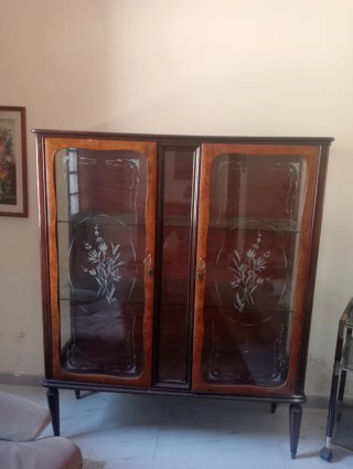 Vetrina vintage anni 40/50 in legno e vetro