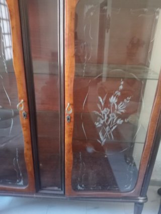 Vetrina vintage anni 40/50 in legno e vetro