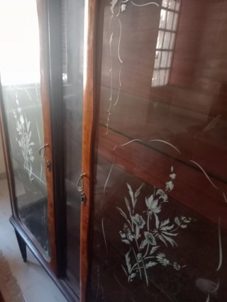 Vetrina vintage anni 40/50 in legno e vetro