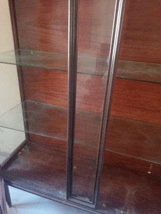 Vetrina vintage anni 40/50 in legno e vetro