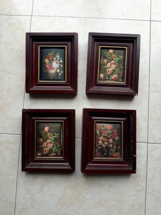 Set 4 Cuadros Flores Pequeños