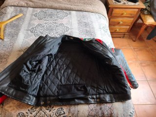 Chaqueta Moto Vintage Yamaha Negra Roja talla M