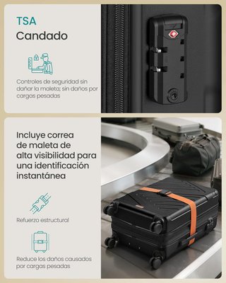 Set 3 Maletas Rígidas Viaje TSA Cabina M L XL