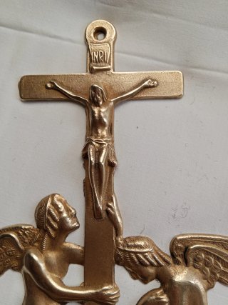 Benditera de bronce latón con ángeles