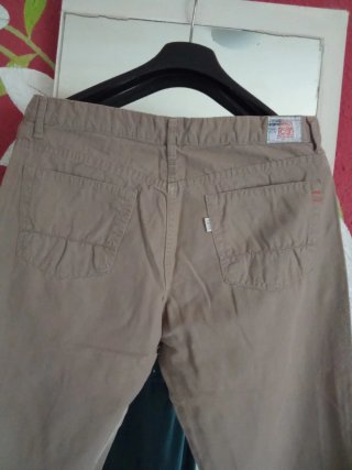 Pantalón de tela hombre verano beige