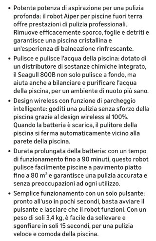 Aiper Seagull  Pulitore Piscina Senza Fili