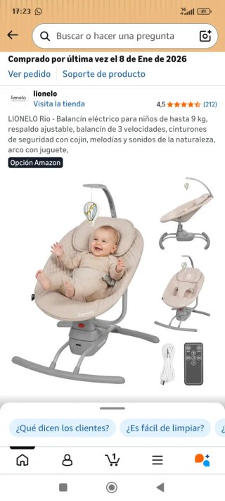 Mecedora para bebé Lionelo Rio