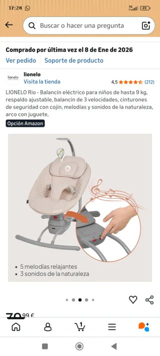 Mecedora para bebé Lionelo Rio