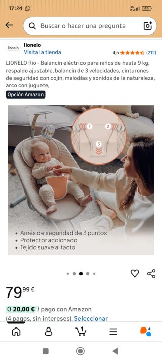 Mecedora para bebé Lionelo Rio