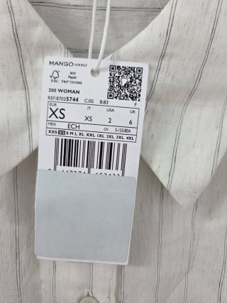 Camiseta Mango Rayas Blanca Talla XS