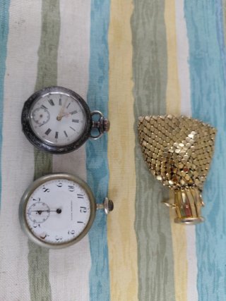 Lote 2 relojes bolsillo y bolsito señora
