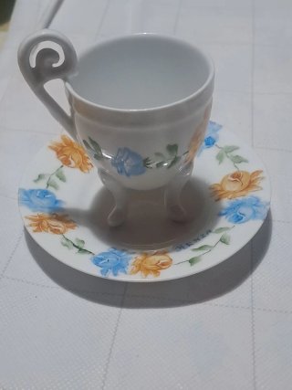 Set 2 tazze porcellana vintage dipinte a mano
