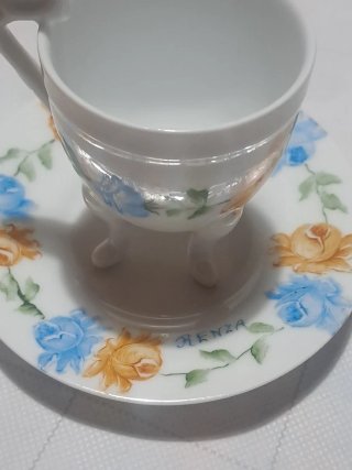 Set 2 tazze porcellana vintage dipinte a mano