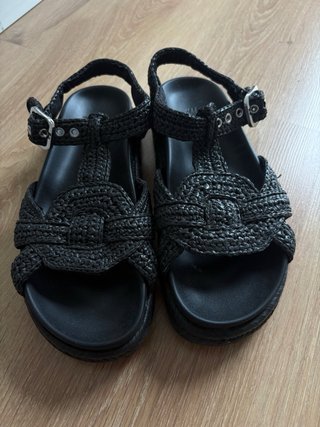 Sandalias plataforma negras mujer
