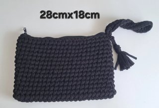 Bolso de mano trapillo negro 28x18cm