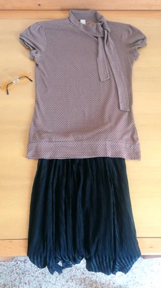 Blusa vintage anni '90 - Beige/Marrone - Taglia S