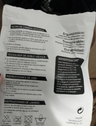 Mascarilla reutilizable con filtro