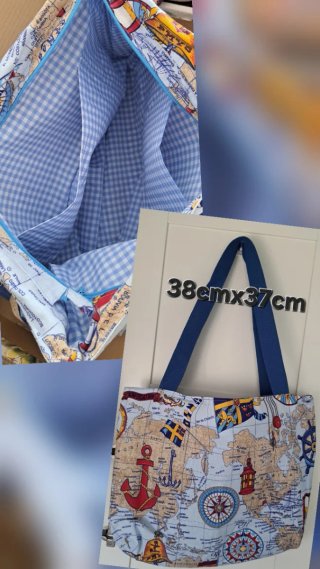 Bolsa Tote Estampado Mapa Náutico
