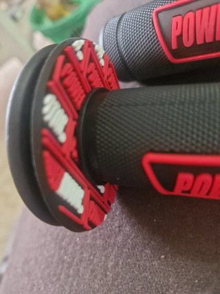 Puños Moto POWERMOTOR Enduro Motocross Negro Rojo