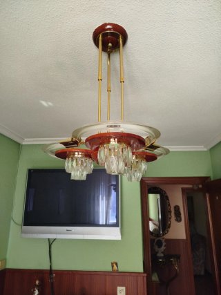 Set de 3 Lámparas de techo dorada y transparente