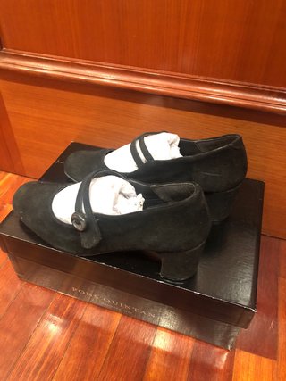 Zapatos Mari Jane ante negro 37 tacón ante