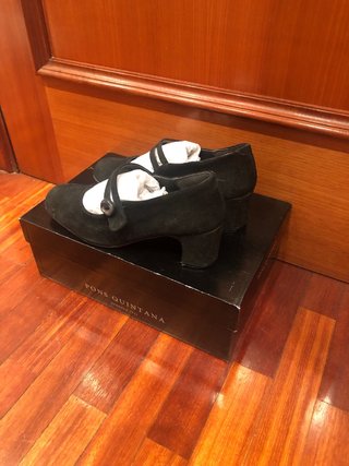 Zapatos Mari Jane ante negro 37 tacón ante
