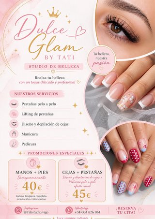 Dulce glam uñas y pestañas