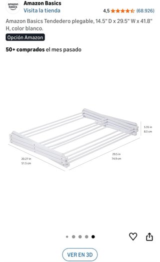Tendedero Plegable Amazon Basics Blanco