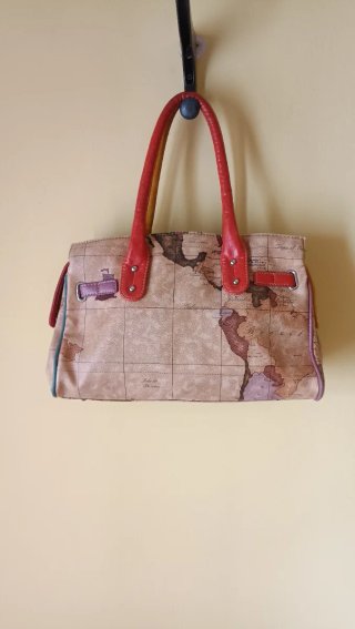 Bolso inspiración Hermes Mapa Beige Multicolor