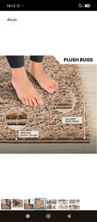 Alfombra beige pelo largo OEKO-TEX