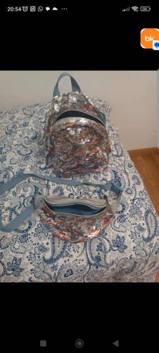 Mochila y riñonera niña lentejuelas