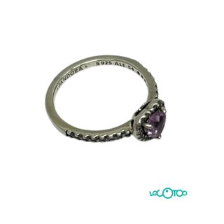 Anillo Pandora Corazón Rosa y Plata