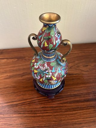 Pareja jarrones cloisonné chinos