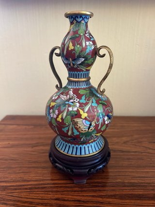 Pareja jarrones cloisonné chinos
