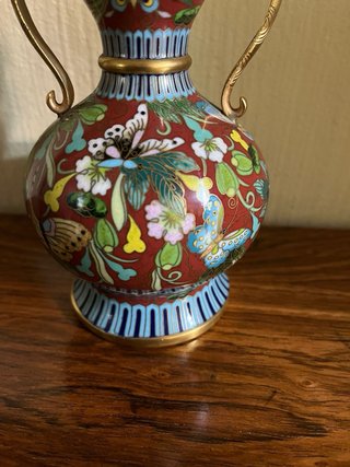 Pareja jarrones cloisonné chinos