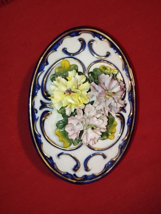 Portagioie Capodimonte Vintage Fiori Porcellana