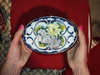 Portagioie Capodimonte Vintage Fiori Porcellana