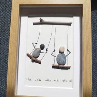 Cuadro Arte de Piedras Columpio - Marco Madera