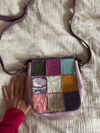 Bolso de cuero artesanal patchwork