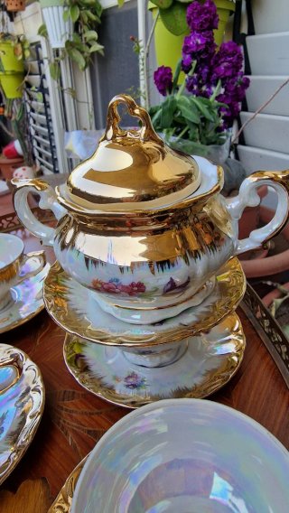 Set Tazzine con zuccherieraCaffè Vintage Dekor Oro