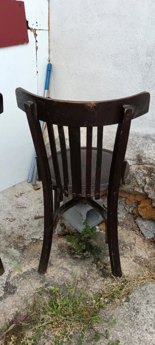 Juego de 3 Sillas de Madera Oscura