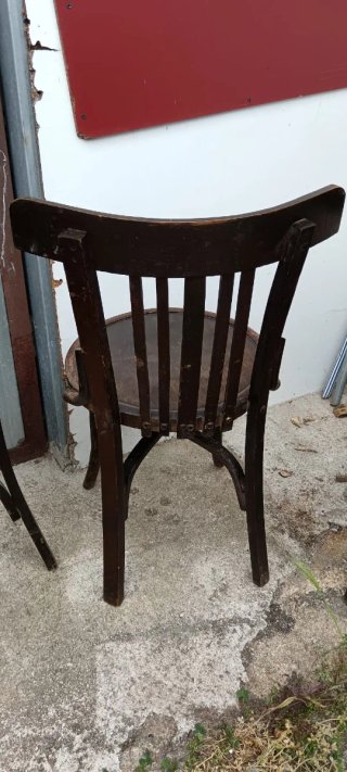 Juego de 3 Sillas de Madera Oscura