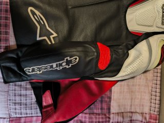 Chaqueta Alpinestars Piel Negra Roja Blanca