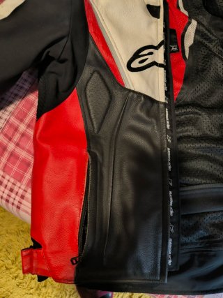 Chaqueta Alpinestars Piel Negra Roja Blanca