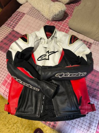 Chaqueta Alpinestars Piel Negra Roja Blanca