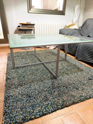 Mesa de centro cristal y metal